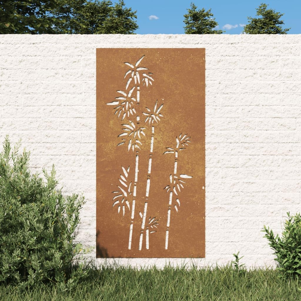 vidaXL Garten-Wanddeko Cortenstahl 105x55 cm Bambus Rost