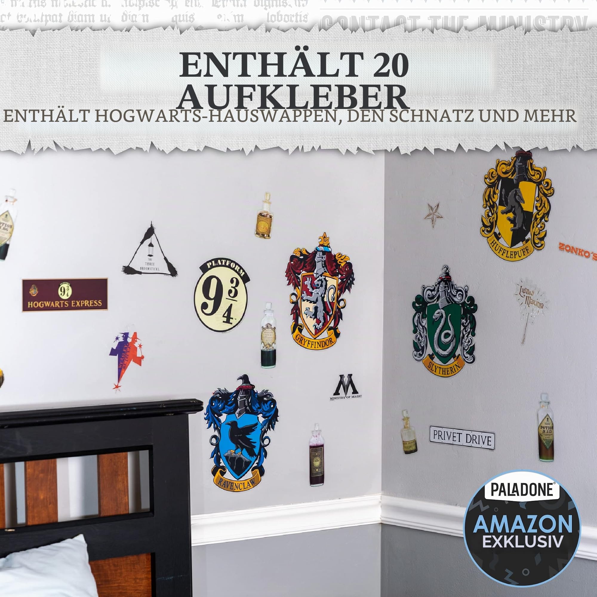 Paladone Harry Potter Wandsticker Set 20 Sticker wasserfest Metallic