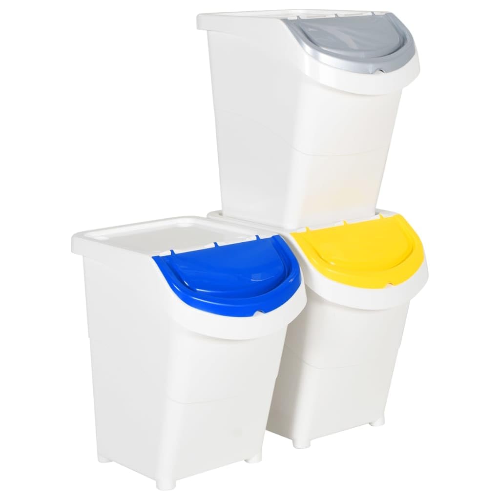 vidaXL Heim & Garten Abfallbehälter Weiß 120L 3 Stk. PP