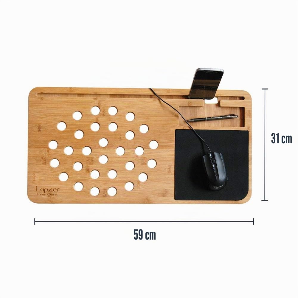 Mikamax Lifestyle Lapzer Laptoptisch Bambus 59x31 cm Kissen