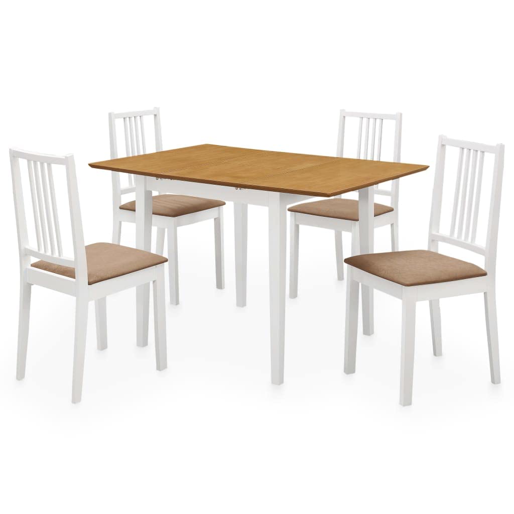 vidaXL Heim Garten Essgruppe 5-tlg. ausziehbar Weiß MDF