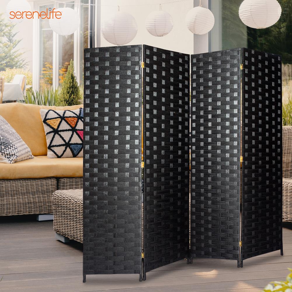 Serenelife Furniture Paravent 4-teilig Holz Natur Sichtschutz