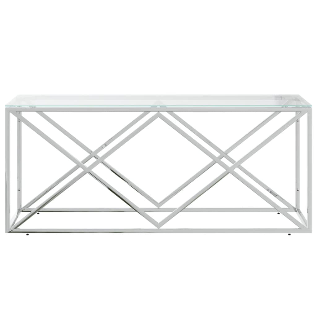 vidaXL Möbel Couchtisch 110x45x45 Edelstahl Glas Silber