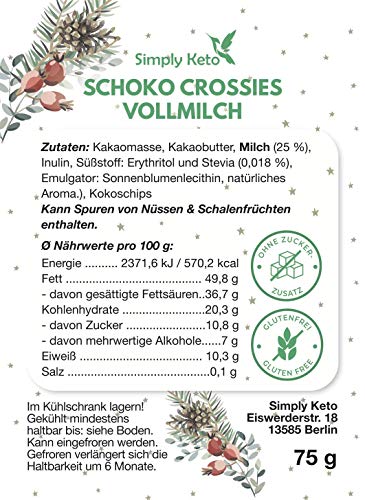Simply Keto Schoko Crossies 75g Kokos Vollmilch