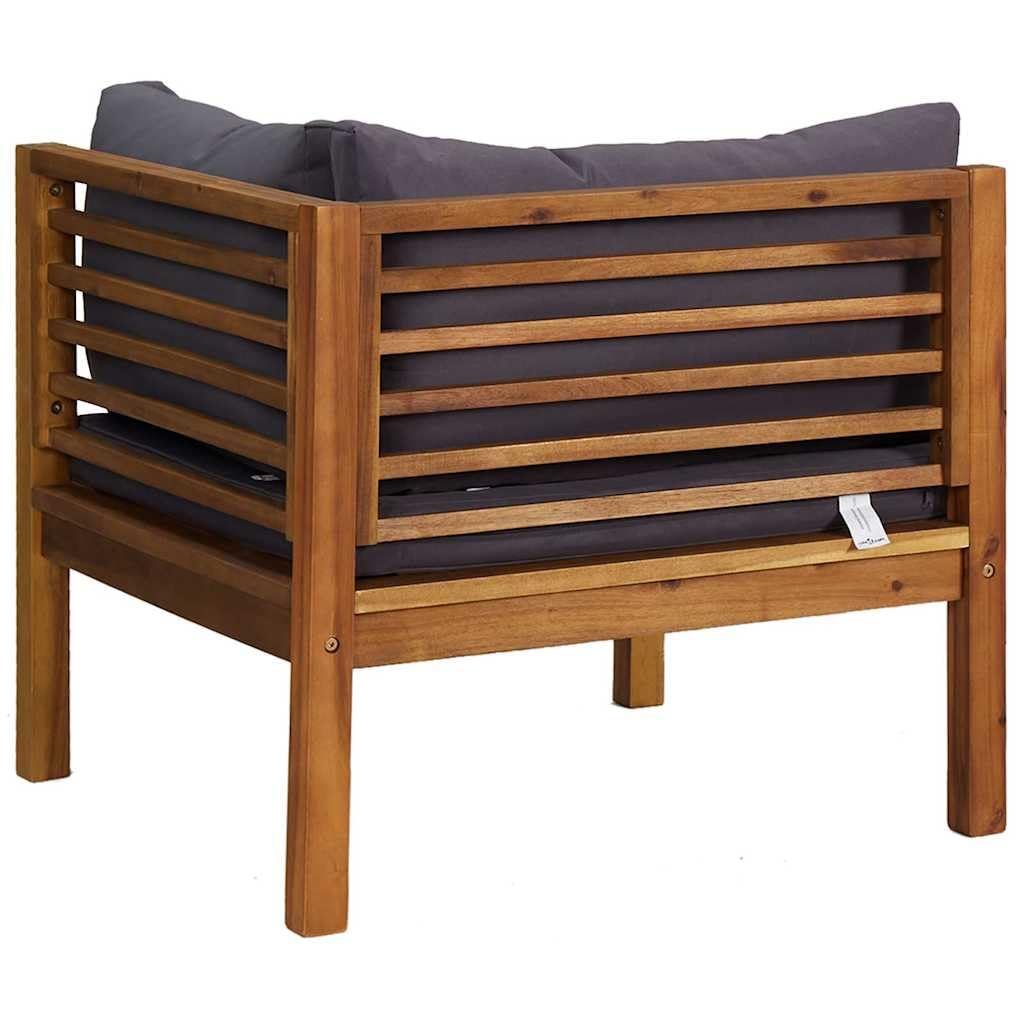 vidaXL Heim & Garten Ecksofa 2-tlg Teak Dunkelgrau Kissen