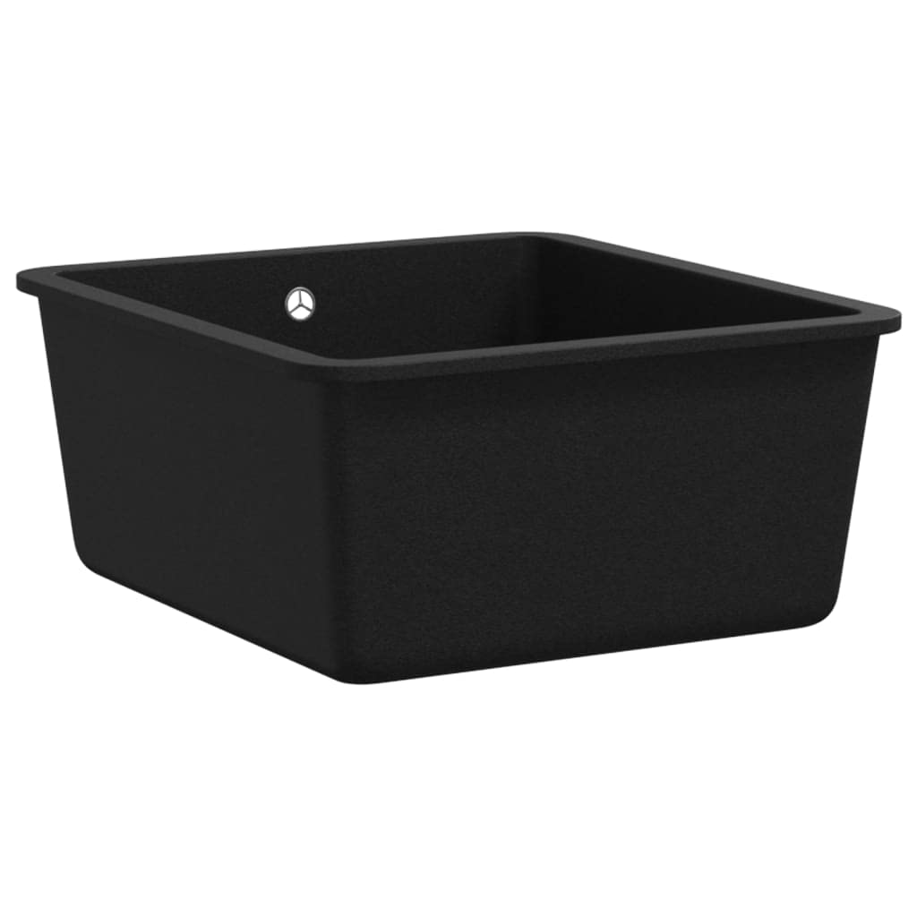 vidaXL Granitspüle Einzelbecken Schwarz Spüle 42 cm hitzebeständig