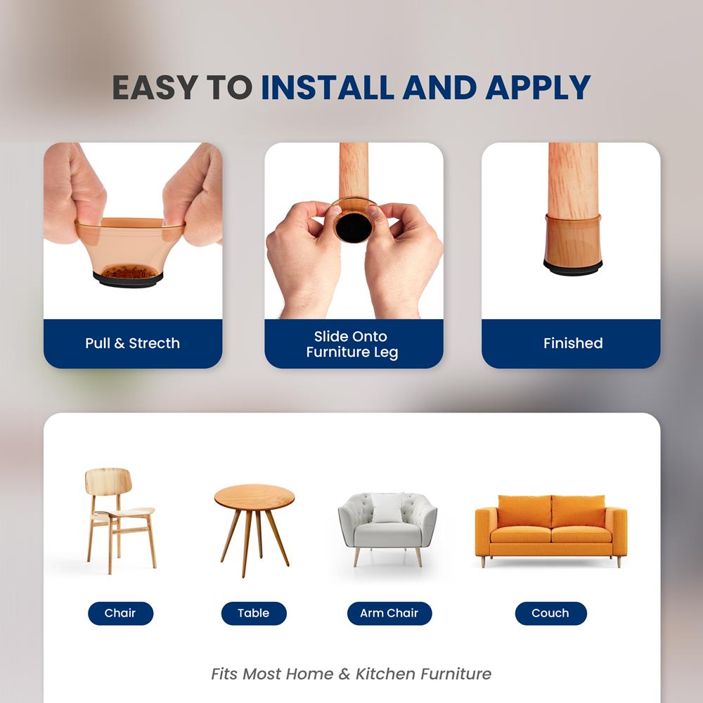 Serenelife Furniture Stuhlbeinkappen Braun 24er rutschfest