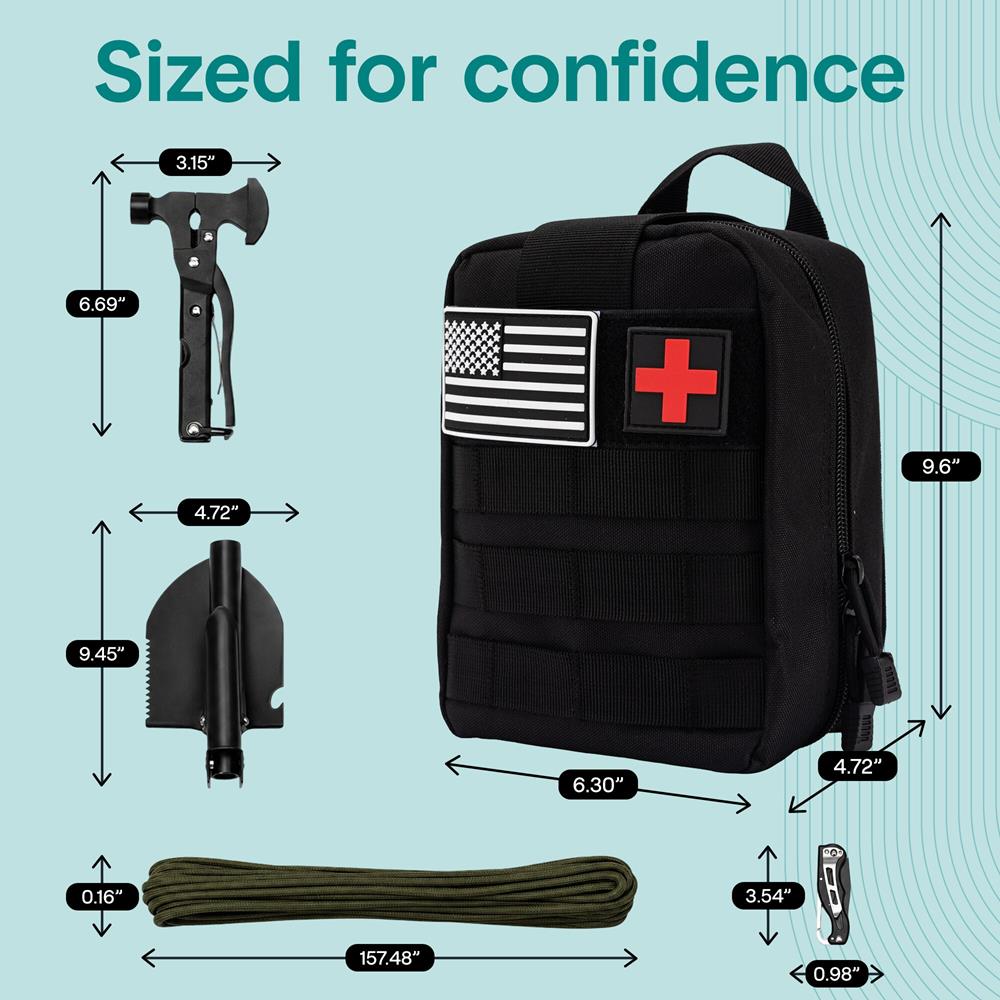 Serenelife Camping Outdoor Survival Kit SLSRVLKTTLBK Schwarz