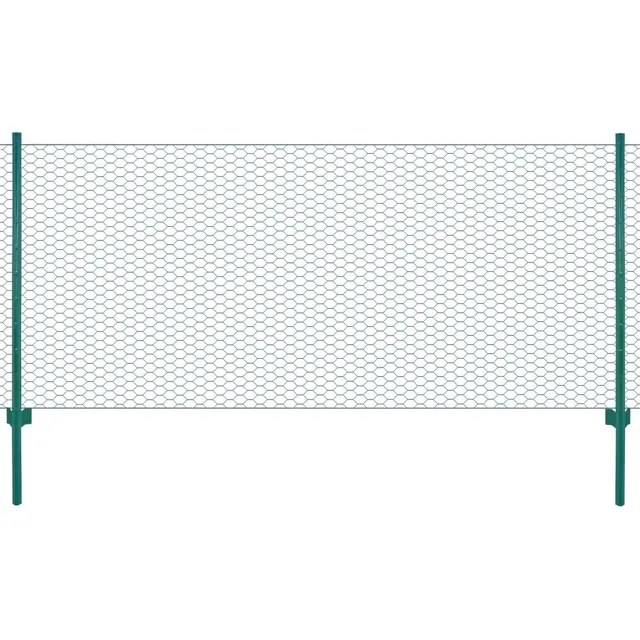 vidaXL Maschendrahtzaun mit Pfosten Stahl Grün 25x1 m 25 mm