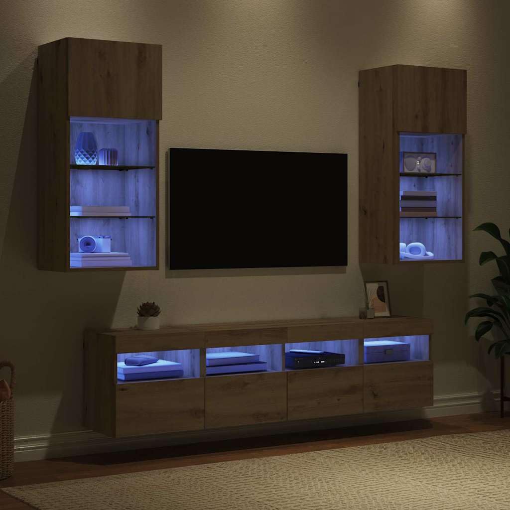 vidaXL TV-Wandeinheiten 5 Stk. LED Artisan-Eiche Holz