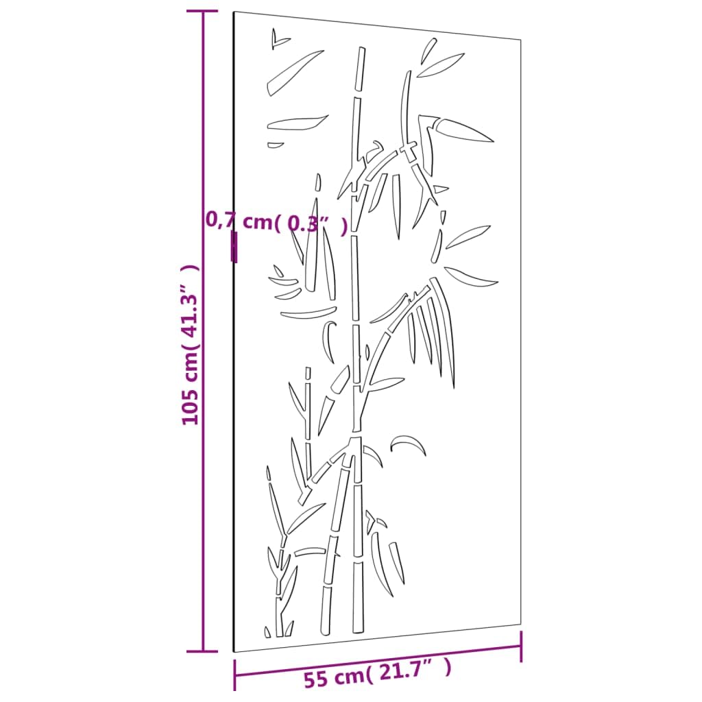 vidaXL Wanddeko Cortenstahl Bambus 105x55 cm Rost