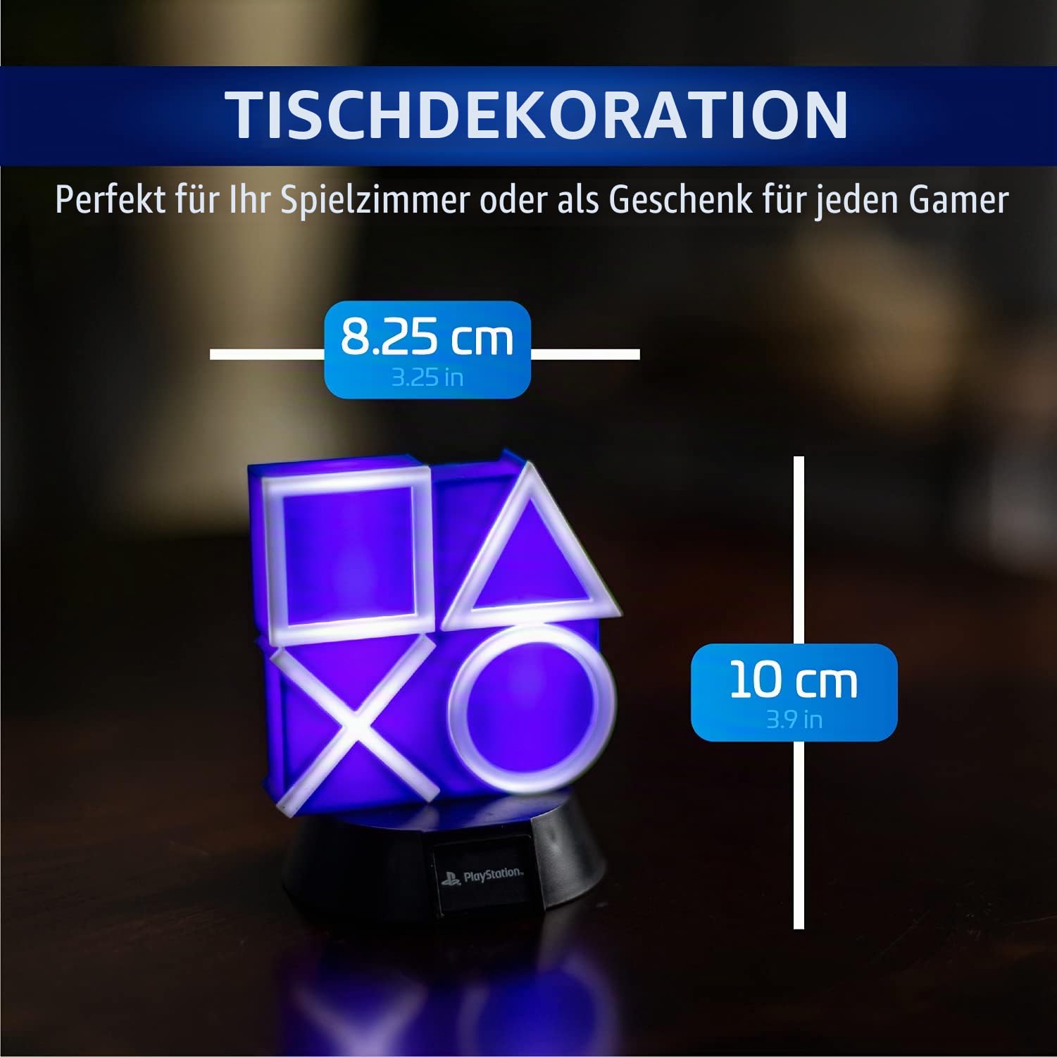 Paladone Lighting PS5 Icons Lampe blau 10 cm Batterie Nachtlicht