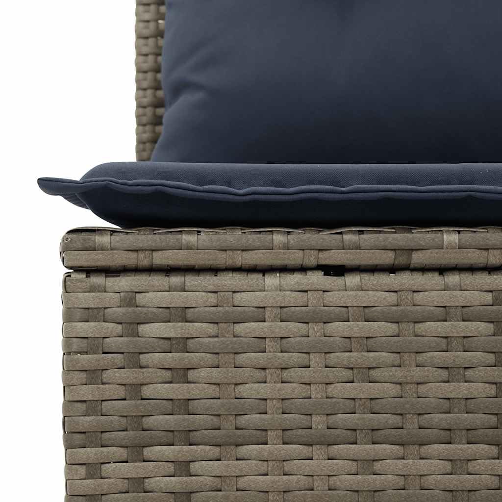 vidaXL 9-tlg Gartensofa-Set Polyrattan Grau-Blau mit Kissen