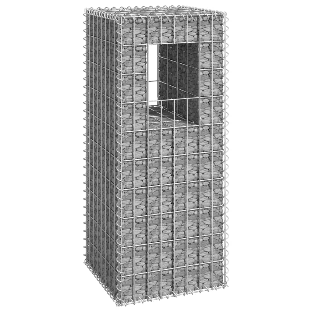vidaXL Gabionensäule Steinkorb 40x40x100cm Eisen Silber
