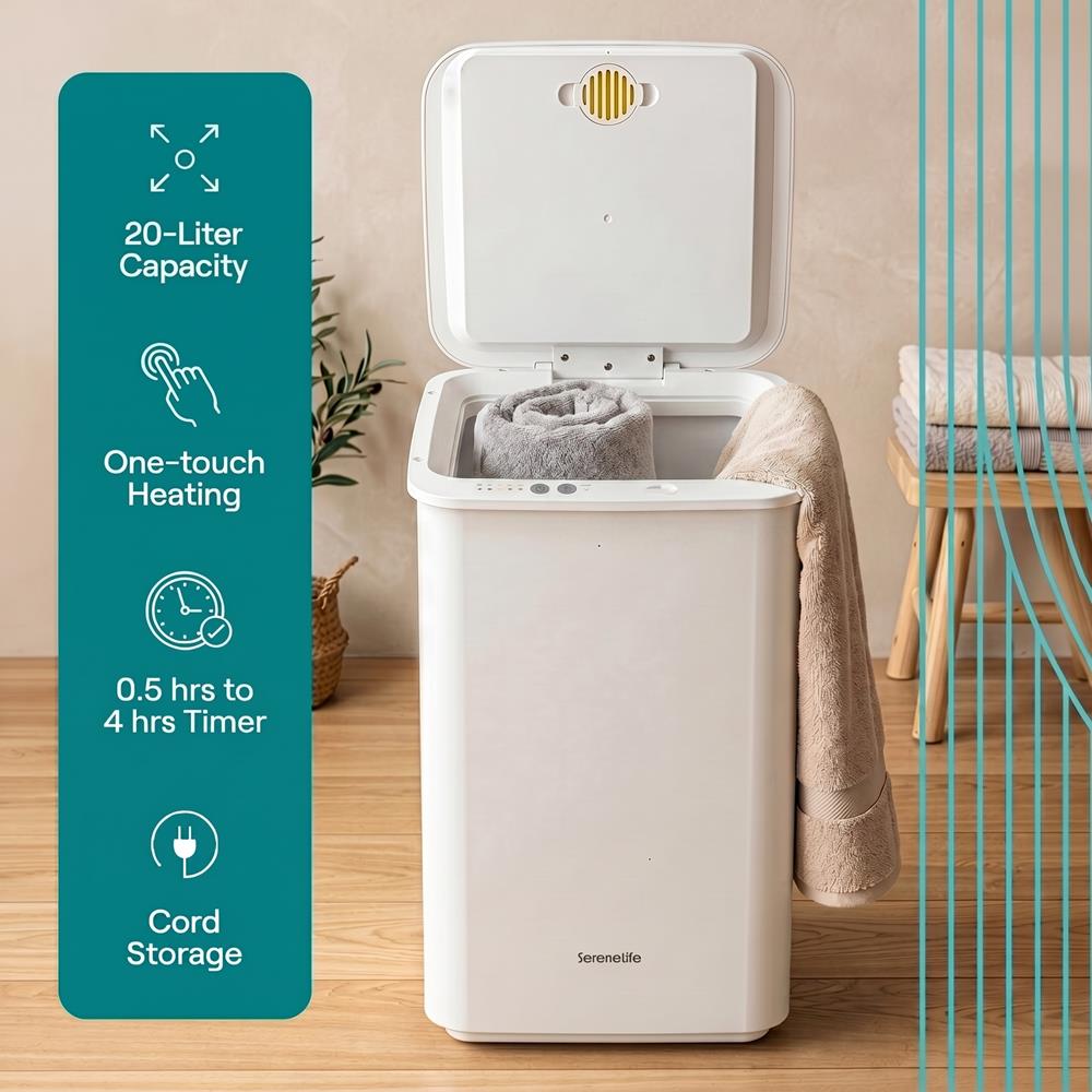 Serenelife Handtuchwärmer 20L Weiß 50-120°C Timer
