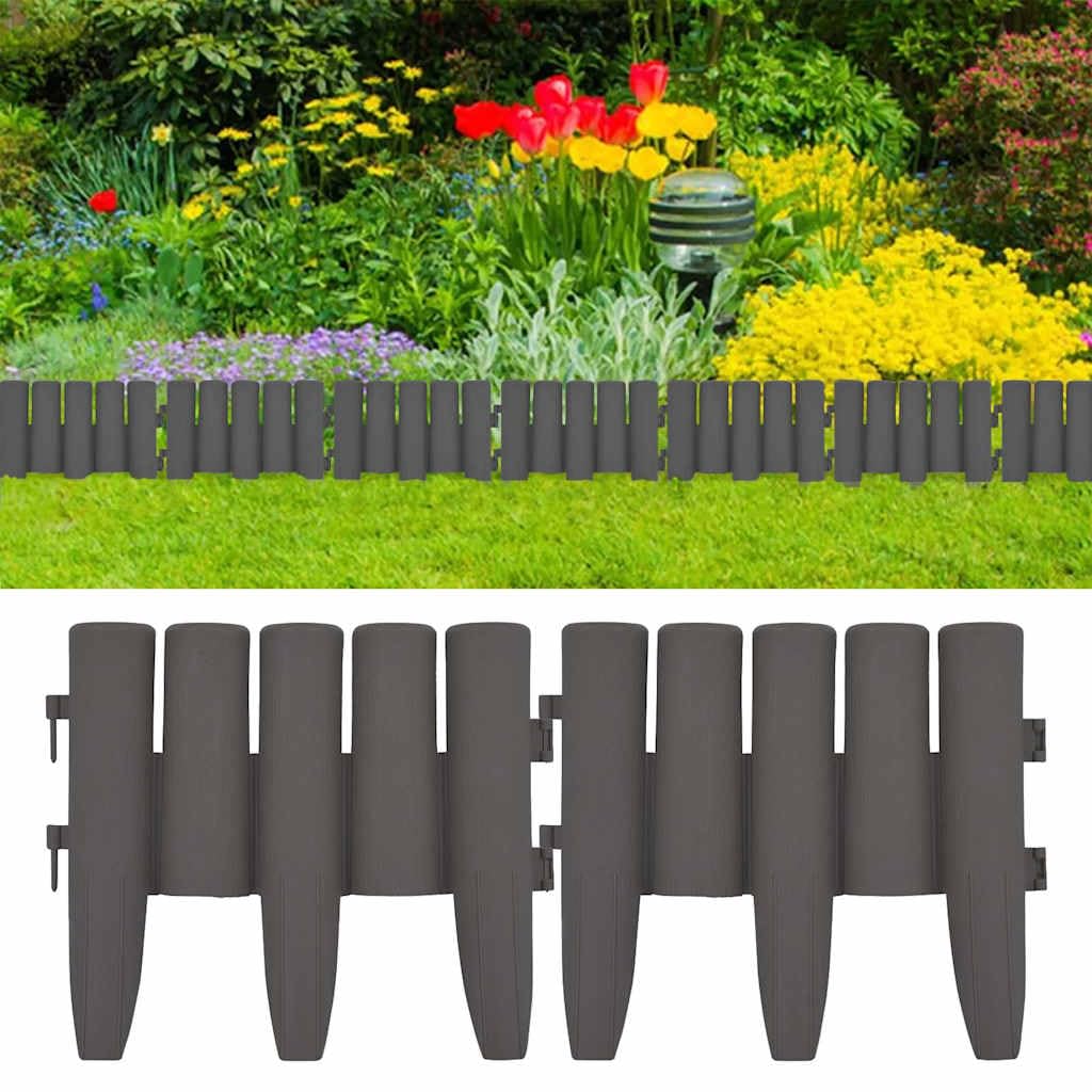 vidaXL Rasenkante Grau 10m Beetumrandung PP 36-teilig