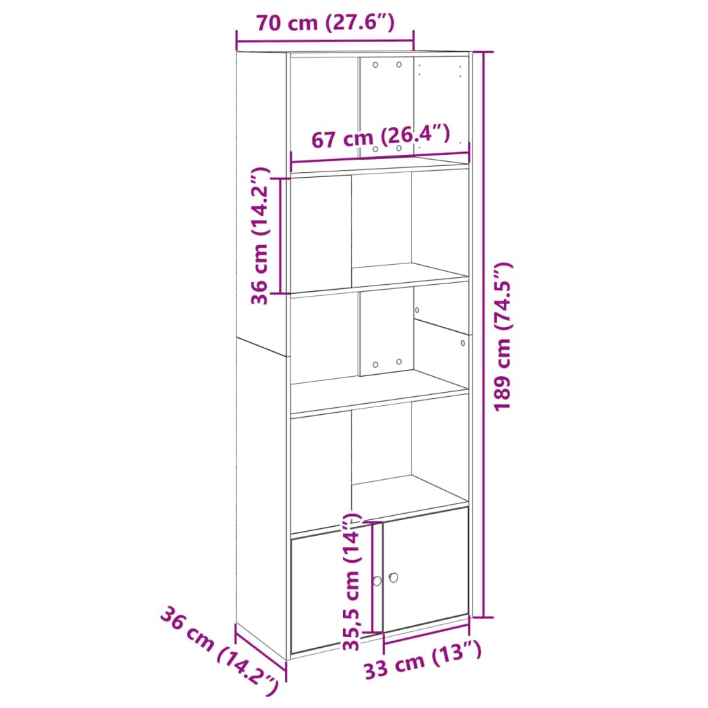 vidaXL Möbel Bücherregal Braun 70x36x189 cm Holzwerkstoff