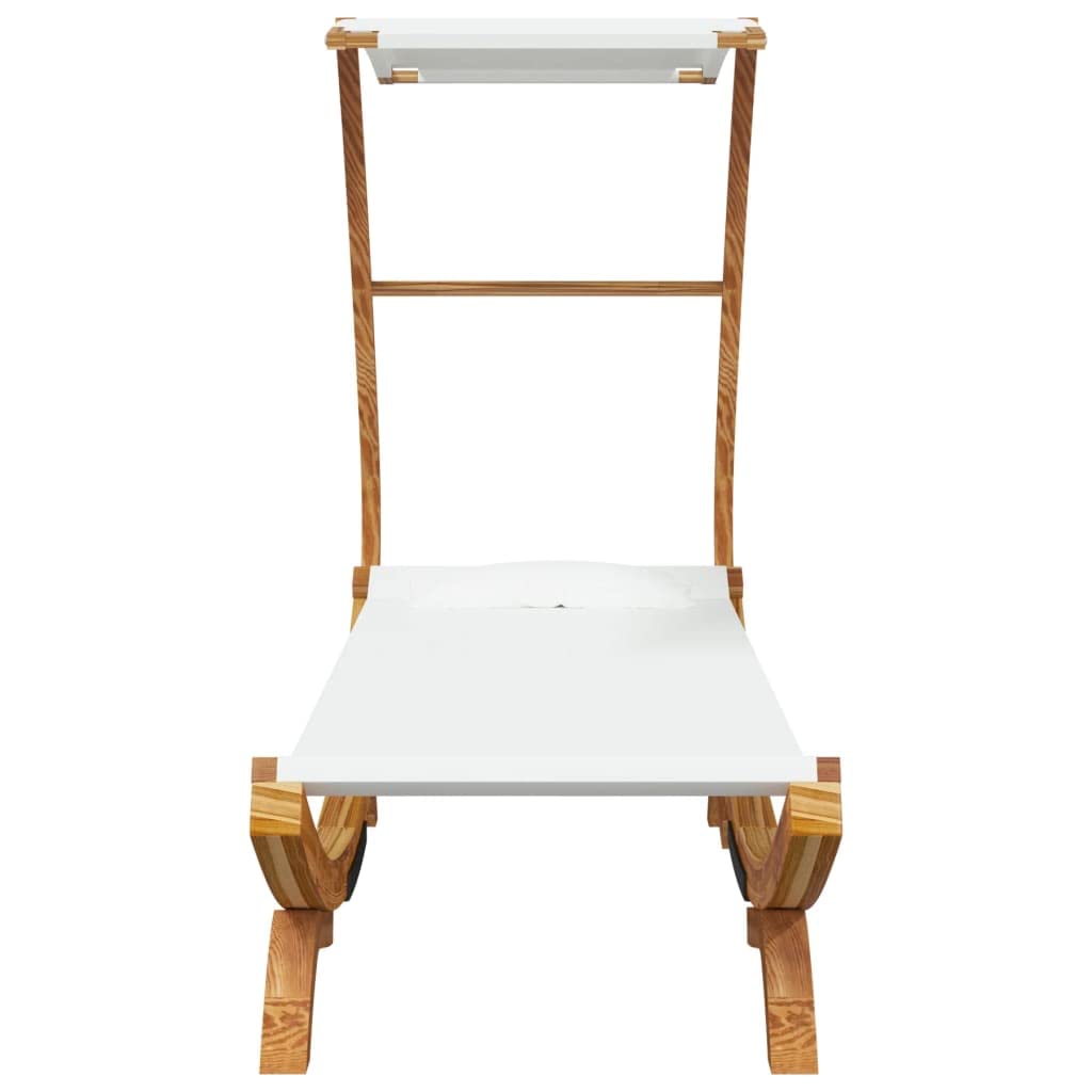 vidaXL Loungebett mit Dach Creme Bugholz 100x190 Sonnenliege