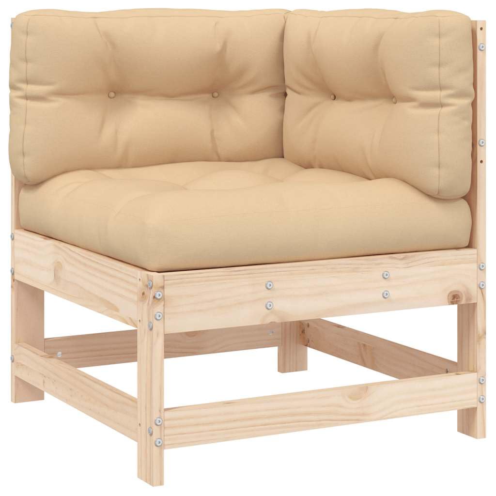 vidaXL Möbel Ecksofa Massivholz Kiefer Natur mit Kissen Garten
