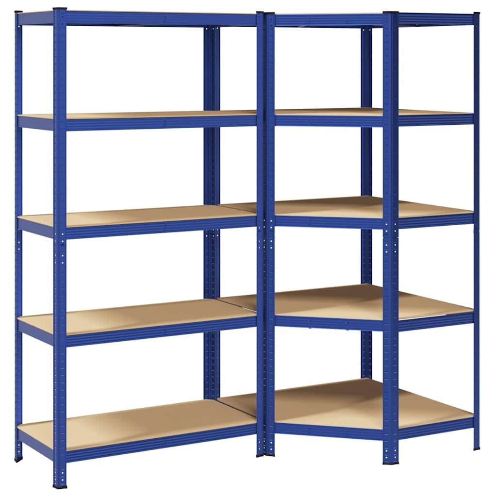 vidaXL Regal-Set 5 Böden 2-tlg Blau Stahl Schwerlastregal