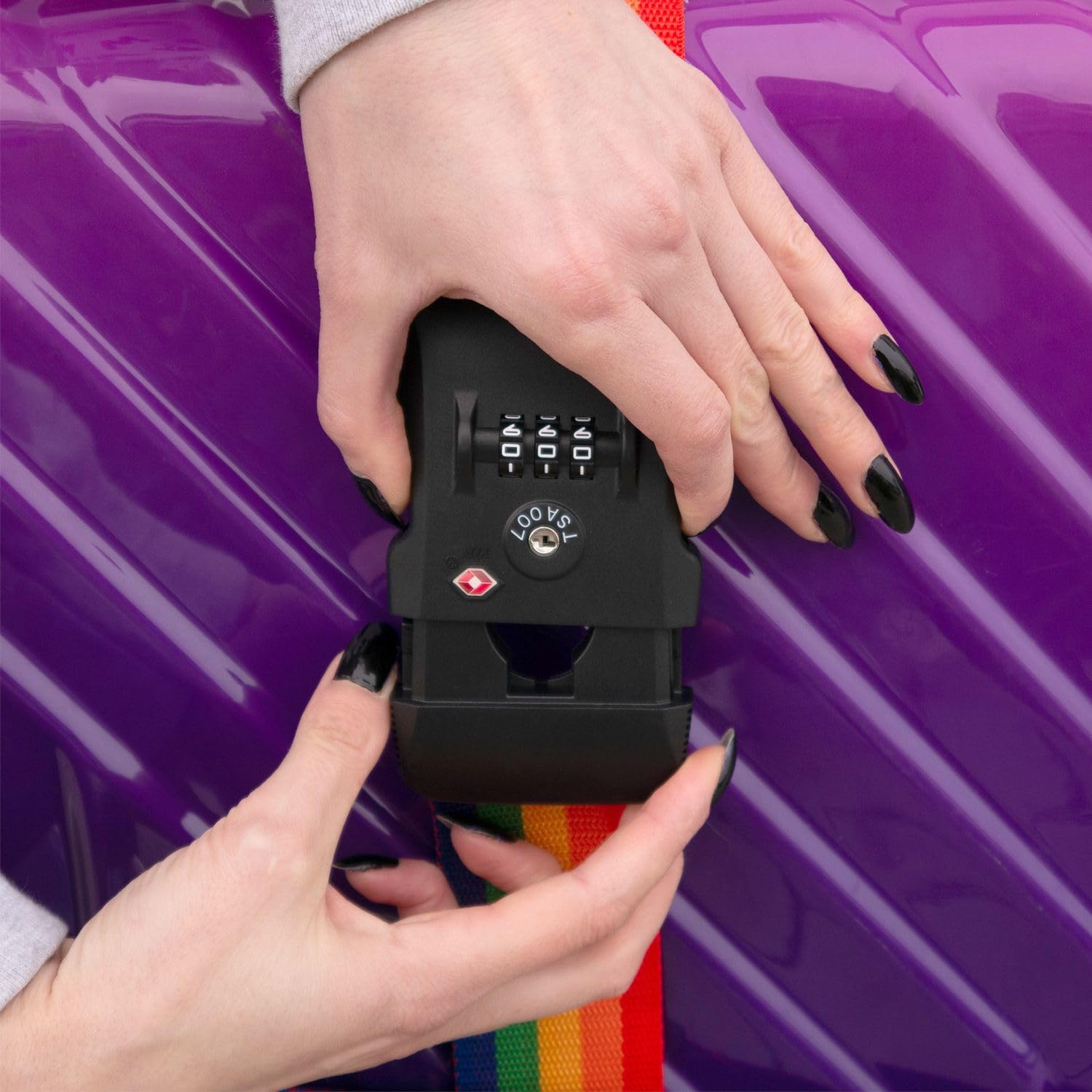 Intirilife Reiseset Kofferwaage Digital Koffergurt Regenbogen