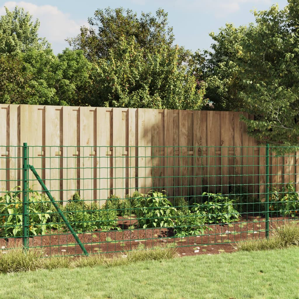 vidaXL Heim & Garten Maschendrahtzaun Drahtzaun Grün Bodenhülsen