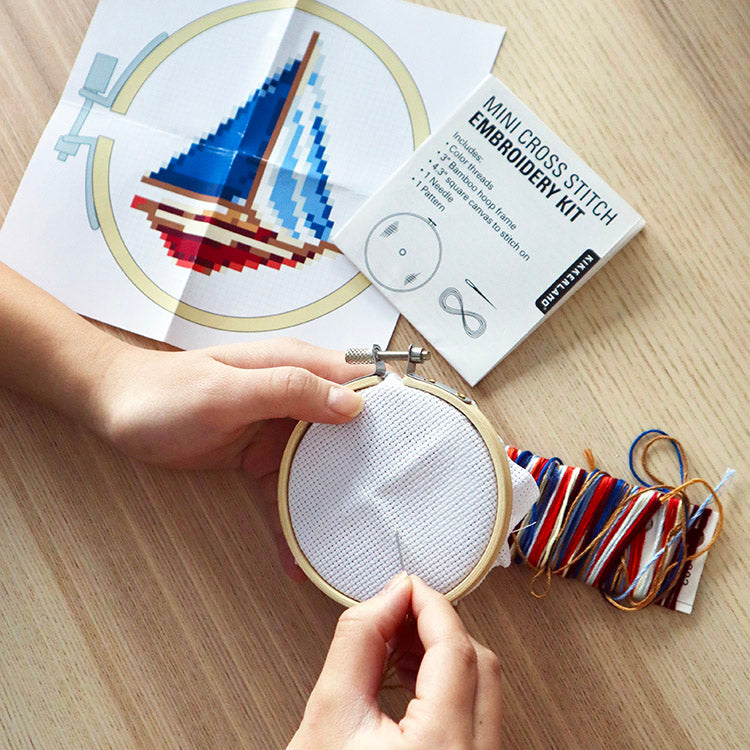 Kikkerland Crafters Sailboat Mini Cross Stitch Stickset