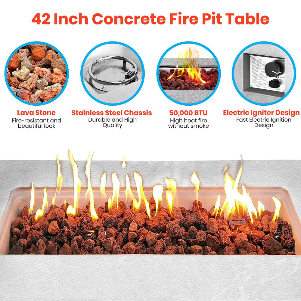 Serenelife Fire Pit Feuertisch Propan 50.000 BTU 107 cm