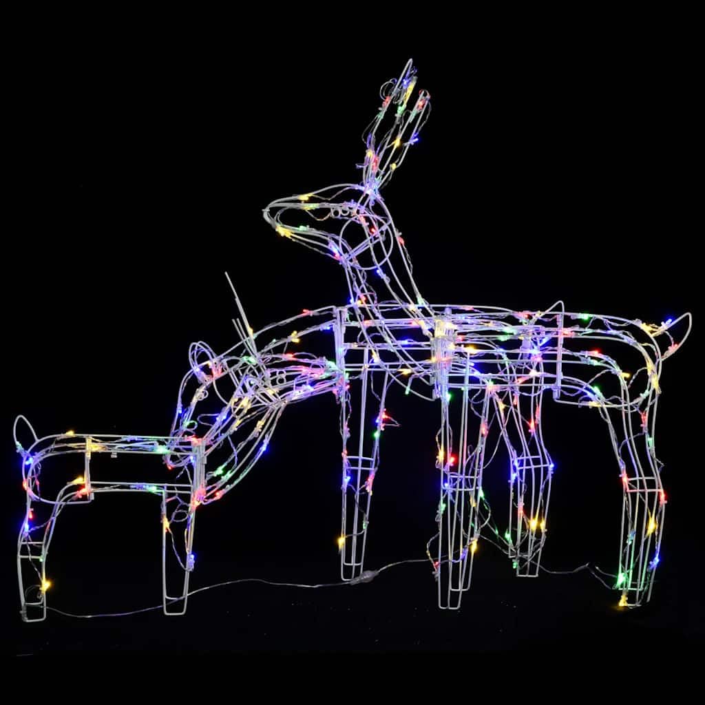 vidaXL Weihnachtsbeleuchtung Rentiere 3-tlg Bunt 229 LEDs
