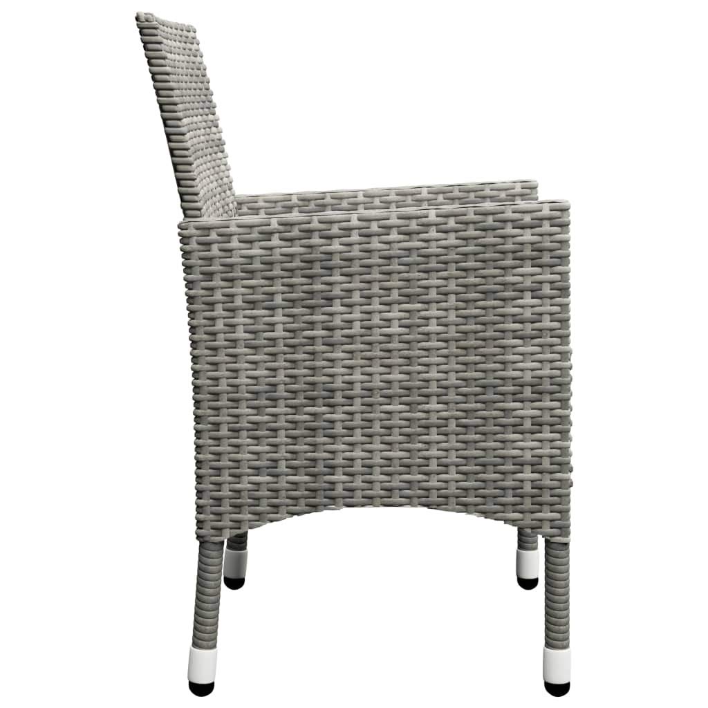 vidaXL Heim & Garten Bistro-Set Rattan grau 3-tlg. Glastisch