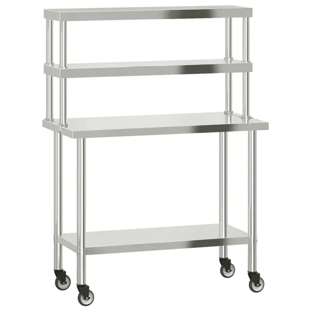 vidaXL Arbeitstisch 110x55x150 Edelstahl mit Rollen