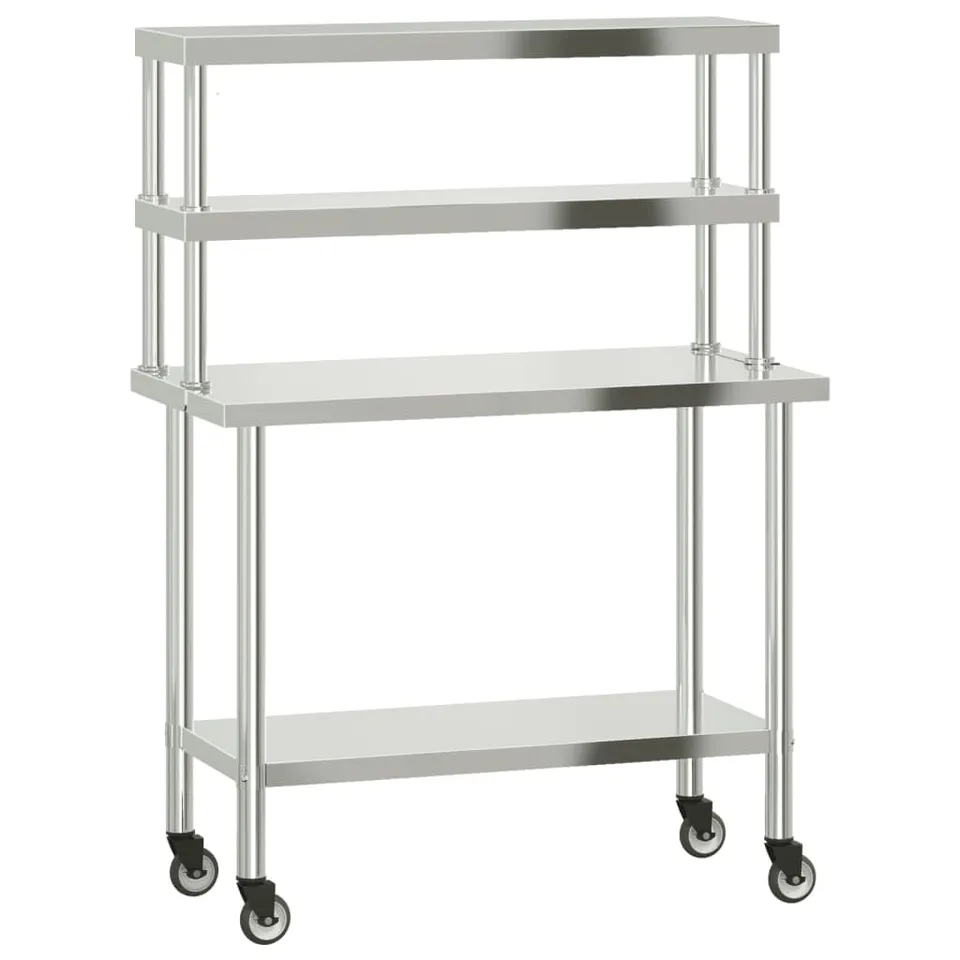 vidaXL Arbeitstisch 110x55x150 Edelstahl mit Rollen