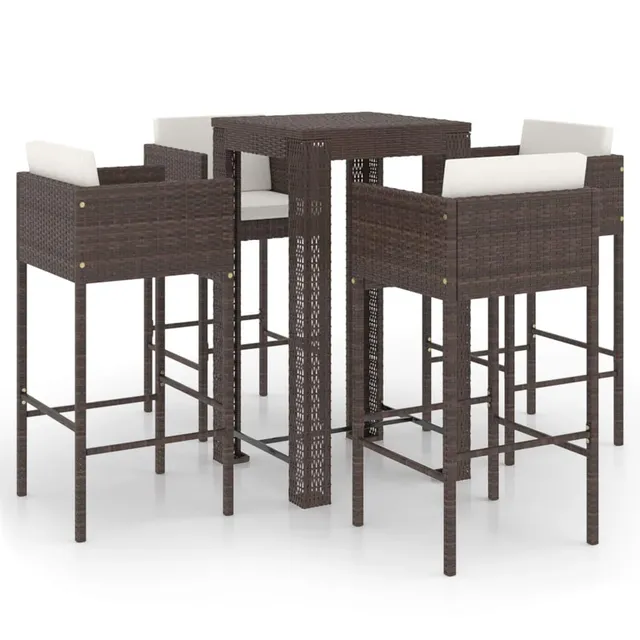 vidaXL Heim & Garten Gartenbar Set 5-tlg Poly Rattan Braun