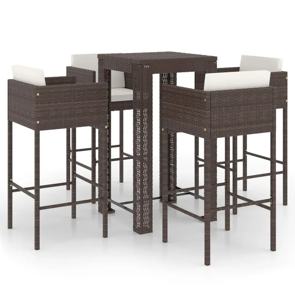 vidaXL Heim & Garten Gartenbar Set 5-tlg Poly Rattan Braun