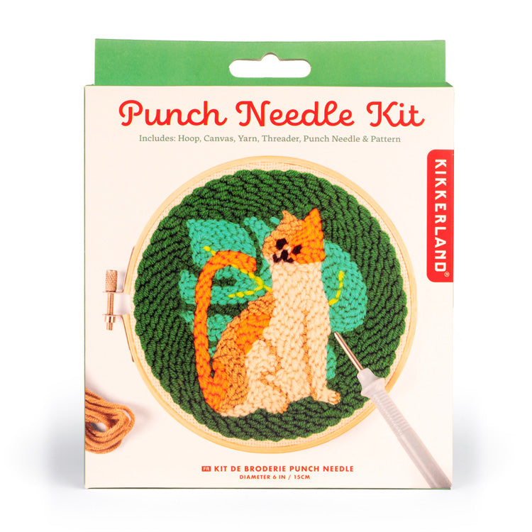 Kikkerland Crafters Cat Punch Needle Kit Stickset Katze Anfänger