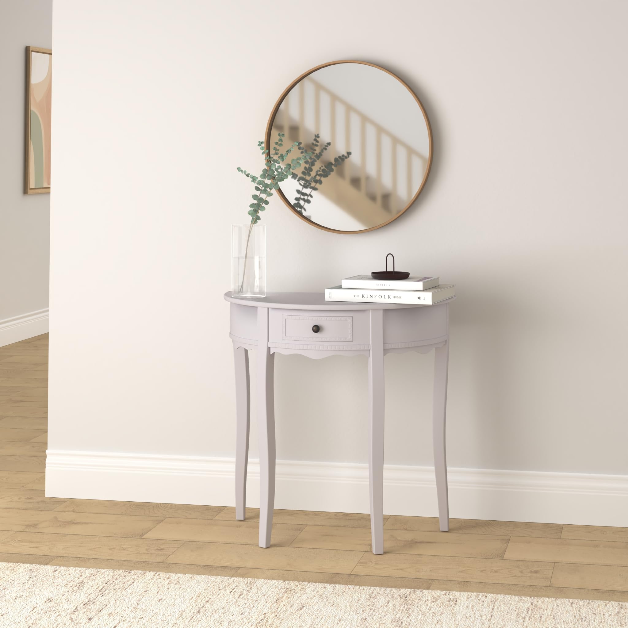 vidaXL Konsolentisch halbrund weiß mit Schublade MDF 80 cm