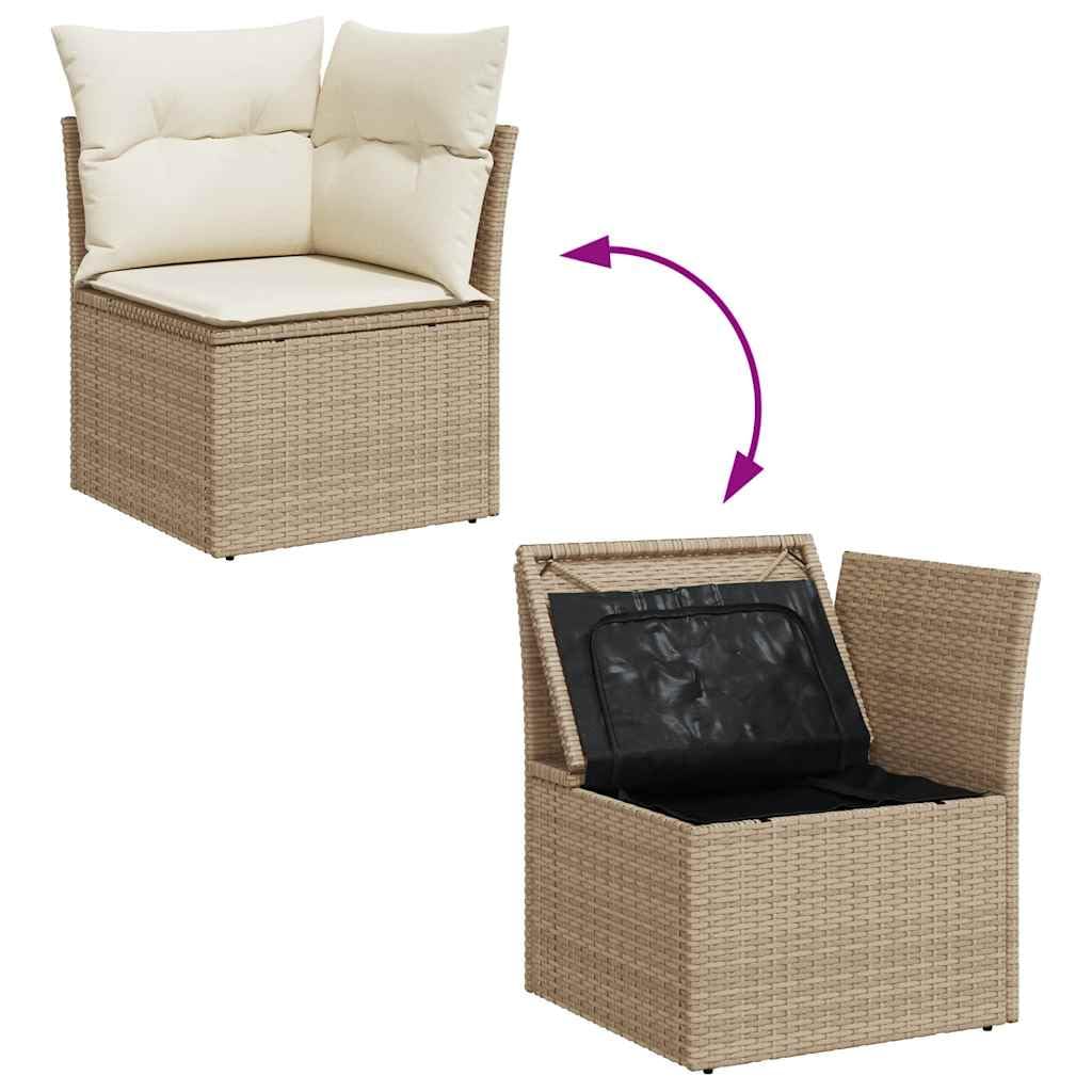 vidaXL Heim & Garten Garten-Sofagarnitur Beige Rattan 6-TLG. Tisch