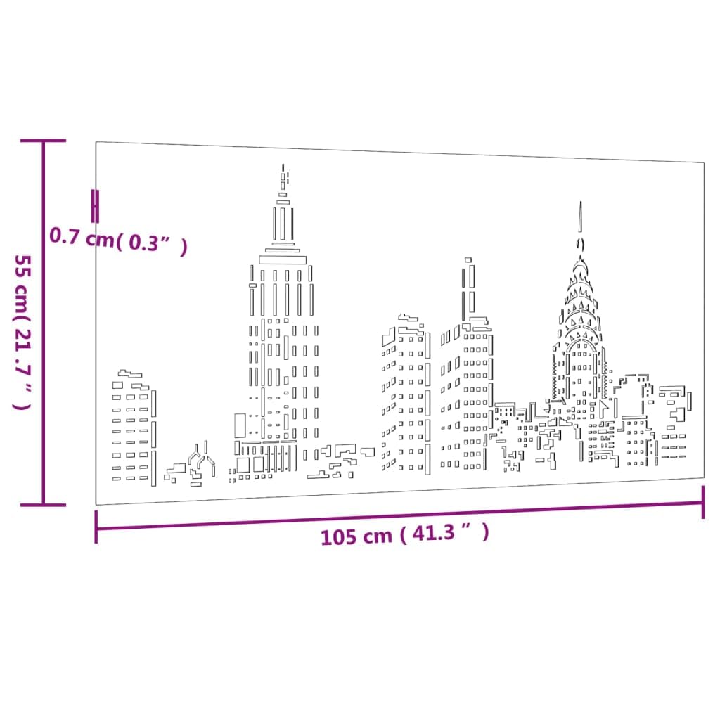 vidaXL Garten-Wanddeko 105x55 cm Cortenstahl Skyline Rost