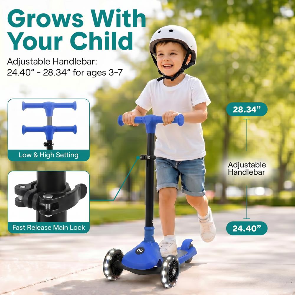 Serenelife Scooters Kinder Roller Blau LED höhenverstellbar