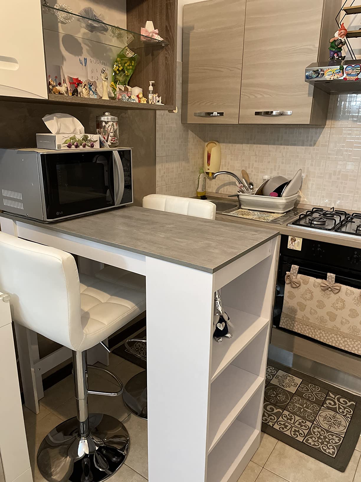 vidaXL Möbel Bartisch Weiß 110x50x103 cm mit Regal kaufen