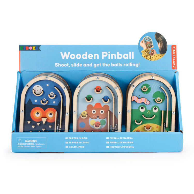 Kikkerland Kidoki Flipper Holz Flipperspiel Eule Bär Frosch