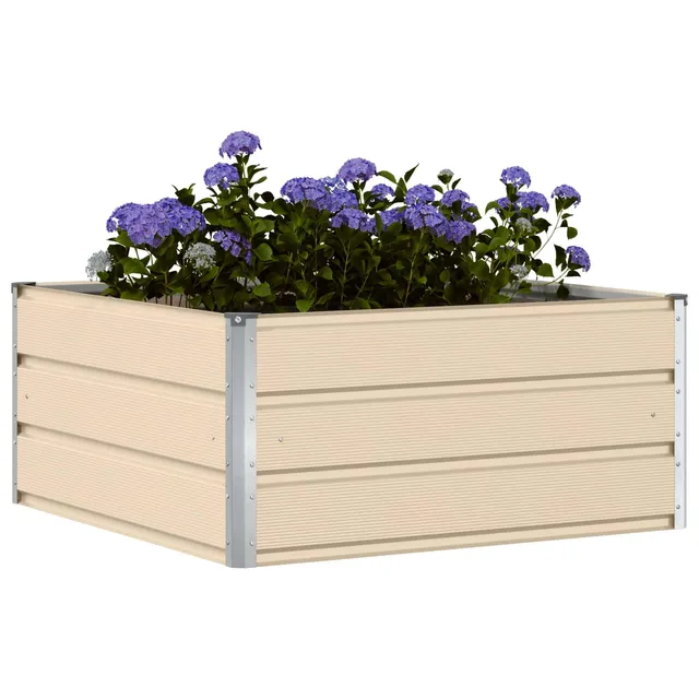 vidaXL Heim & Garten Pflanzkübel 100x100x45 cm Elfenbein Stahl