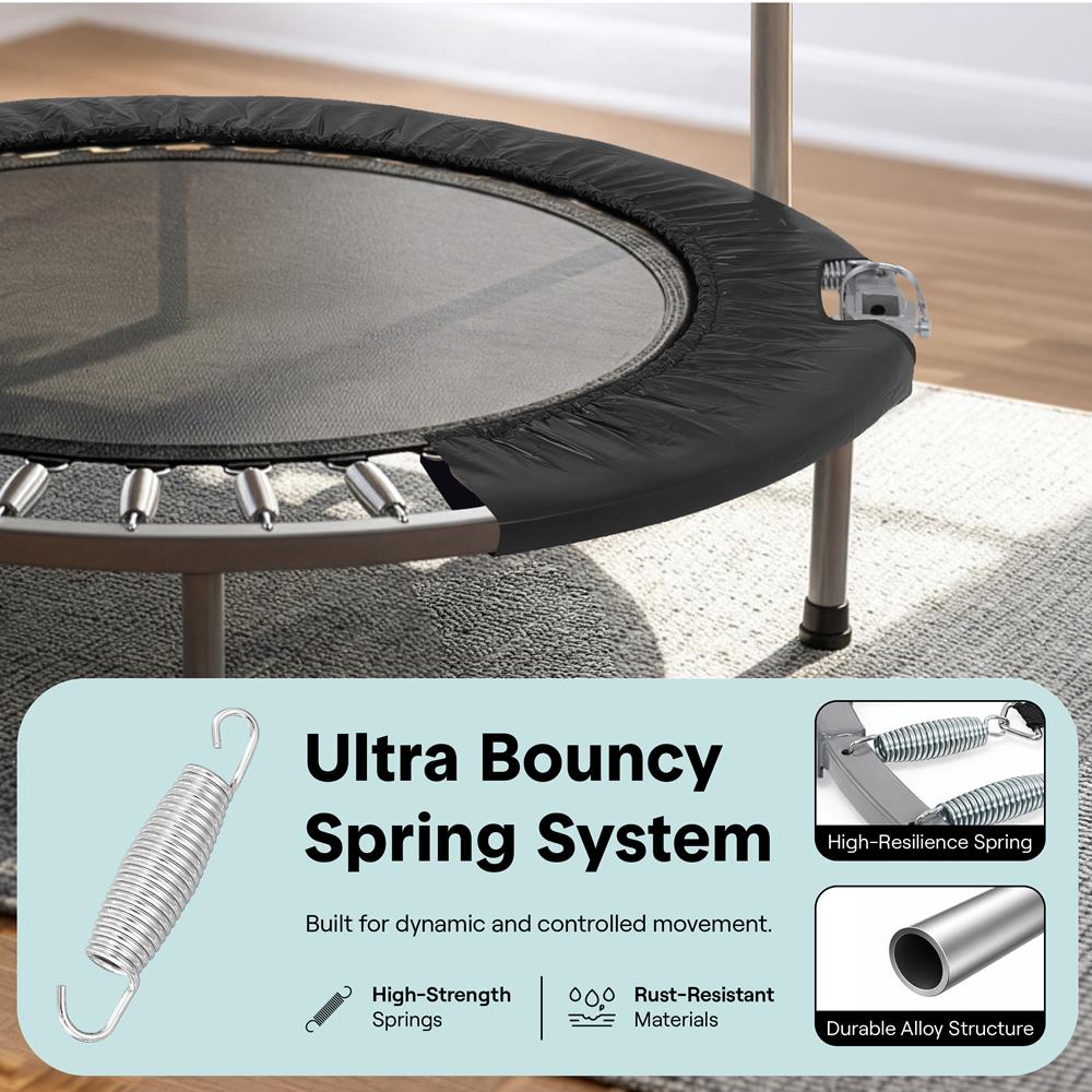 Serenelife Fitness Trampolin 100 cm klappbar mit Haltestange bis 100 kg