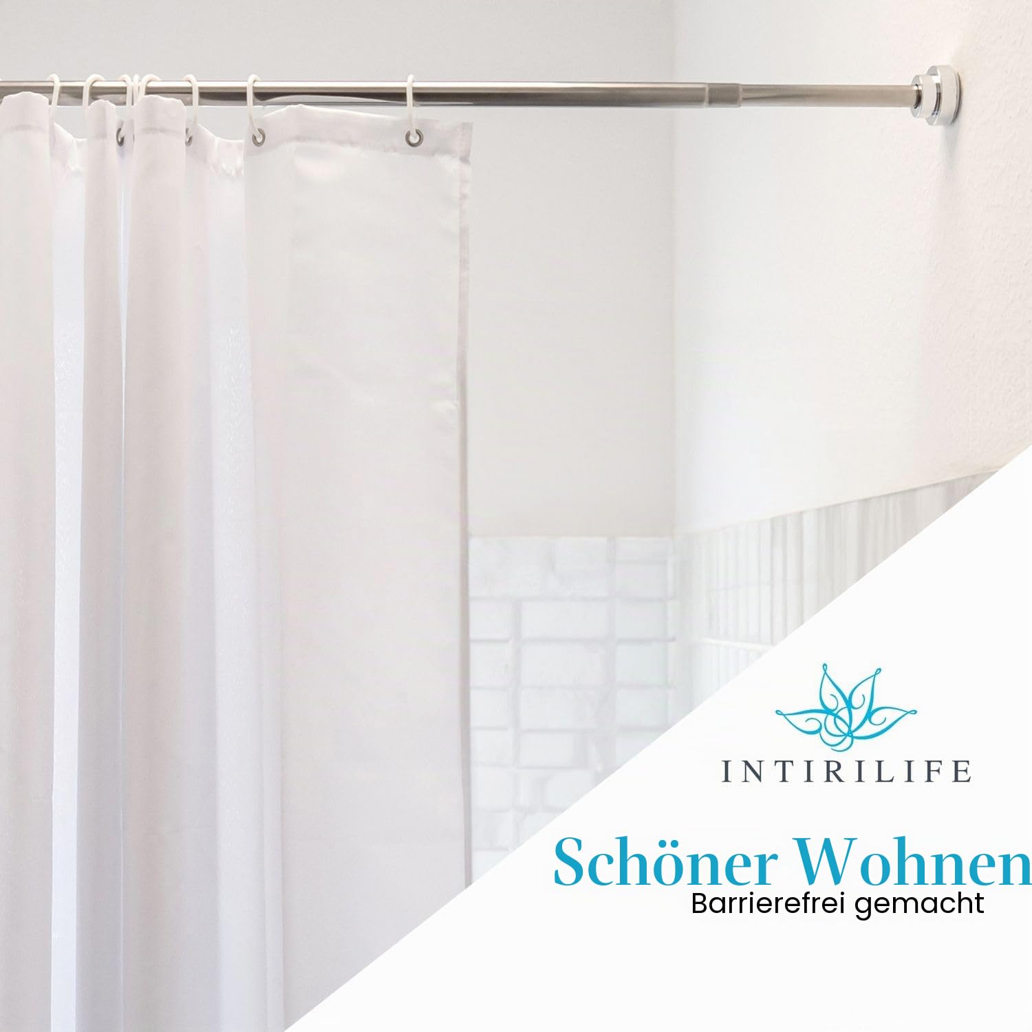 Intirilife Teleskopstange 120-227 cm Silber Edelstahl ohne Bohren
