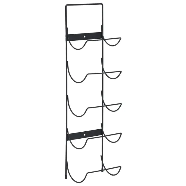 vidaXL Weinregal Wand 5 Flaschen Schwarz Eisen