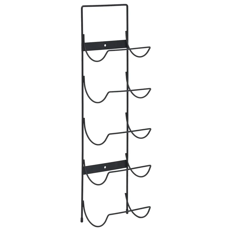 vidaXL Weinregal Wand 5 Flaschen Schwarz Eisen
