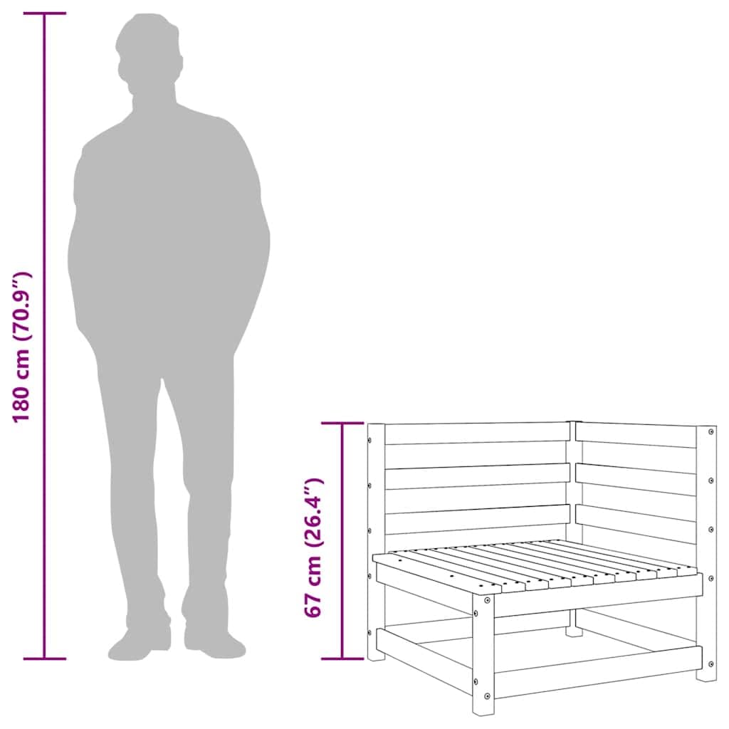 vidaXL Garten Ecksofa Modular Kiefer Massivholz Natur