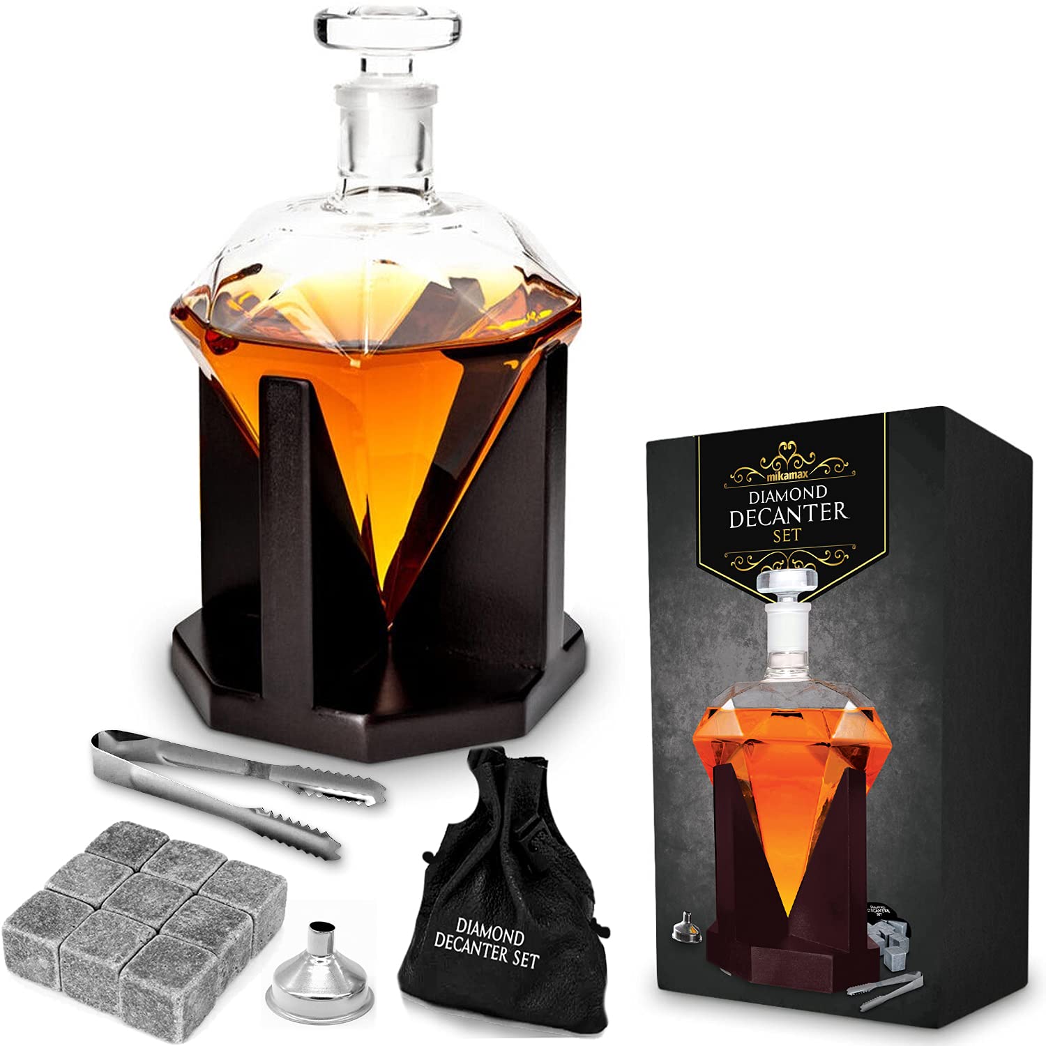 Mikamax Diamond Decanter Whisky Karaffe 850 ml Glas