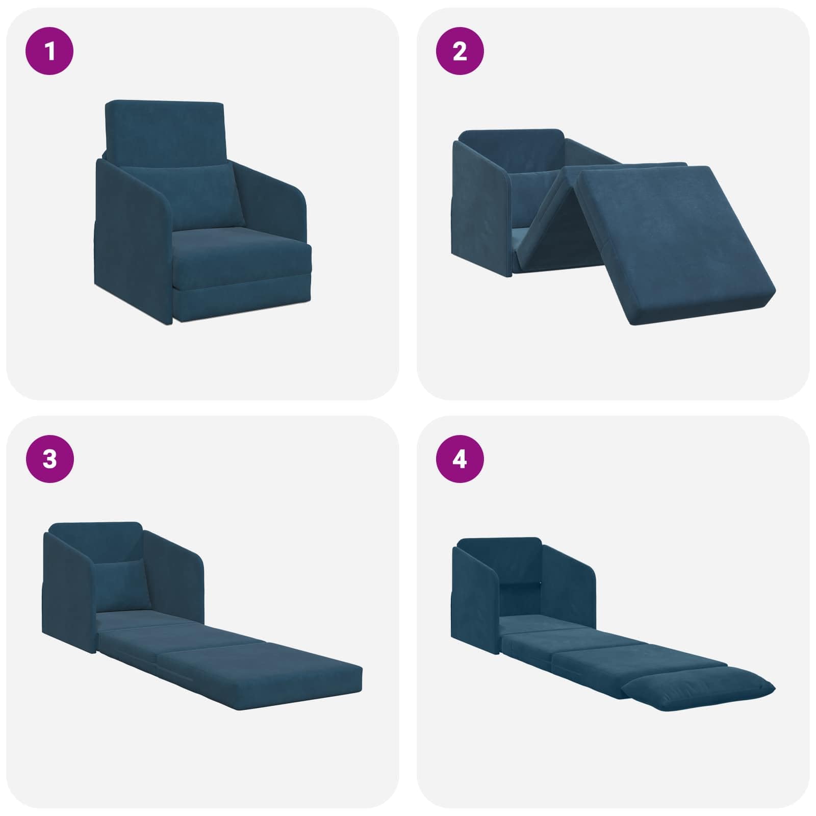 vidaXL Schlafsofa Samt Blau 65x80x83 cm Bodensofa