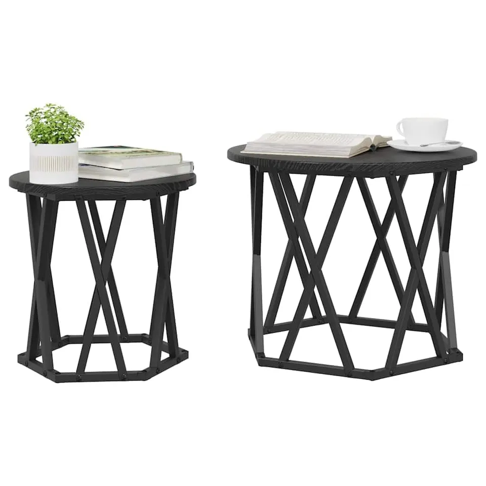 vidaXL Möbel Beistelltisch 2 Stk Schwarze Eiche 50cm